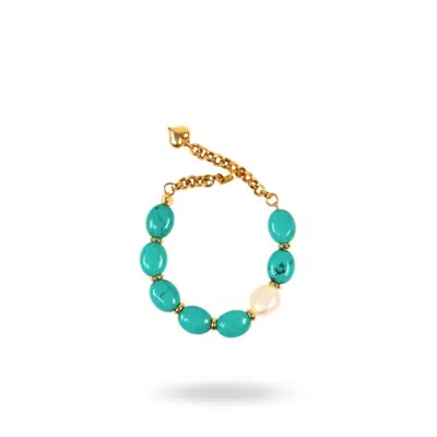 Linya Jewellery Women's Gold Assora Turquoise Pearl Bracelet