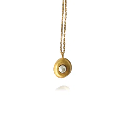 Linya Jewellery Women's Gold Aura Minimal Pearl Round Necklace