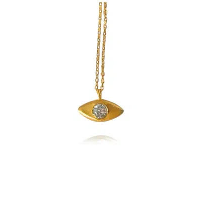 Linya Jewellery Women's Gold Aura Minimal Stone Eye Necklace