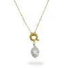 Linya Jewellery Women's Gold Baroque Pearl Chain Necklace In Gold