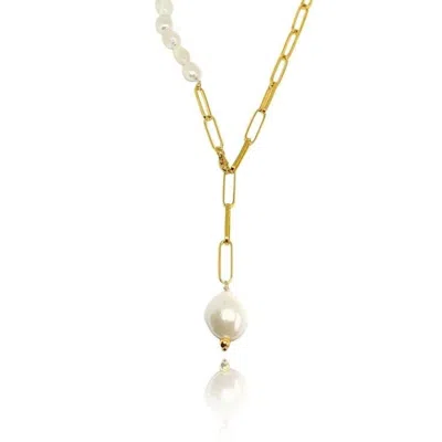 Linya Jewellery Women's Gold Bety Chain Pearl Necklace