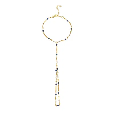Linya Jewellery Women's Gold Blue Lapis Stone Shahmaran Bracelet