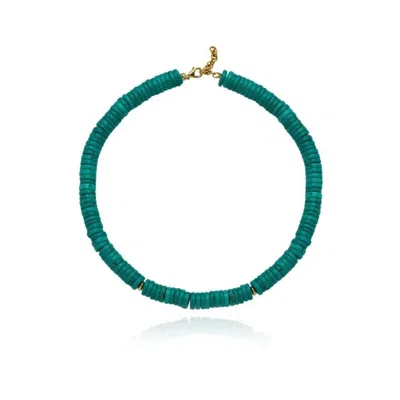 Linya Jewellery Women's Gold Bono Turquoise Big Necklace