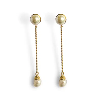 Linya Jewellery Women's Gold Chain Pearl Earrings