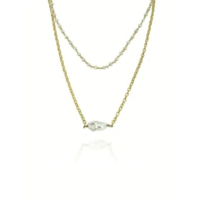 Linya Jewellery Women's Gold Doby Double Chain Pearl Necklace