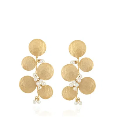Linya Jewellery Women's Gold Freshwater Pearl Cluster Dangle Earrings