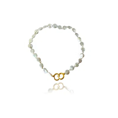 Linya Jewellery Women's Gold Hely Locked Pearl Necklace