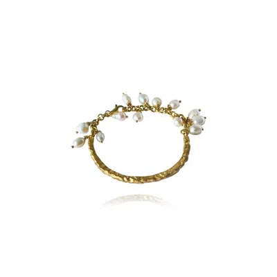 Linya Jewellery Women's Gold Layda Amorphous Matte Pearl Bracelet