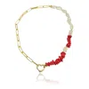 Linya Jewellery Women's Gold Love Chain Coral Pearl Necklace In Gold