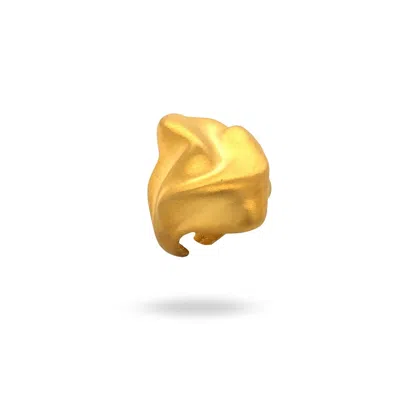 Linya Jewellery Women's Gold Matte Hammered Big Ring