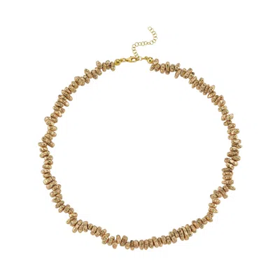Linya Jewellery Women's Gold Matte Hematite Stone Necklace