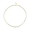 Linya Jewellery Women's Gold Melia Pearl Mini Hematite Stone Necklace