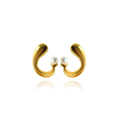 Linya Jewellery Women's Gold Meya Spiral Hoop Earrings