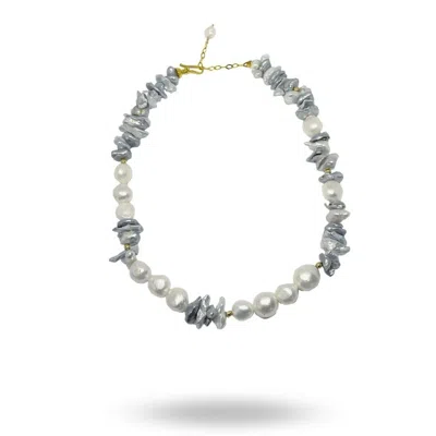 Linya Jewellery Women's Gold Mila Gray Baroque Pearl Necklace
