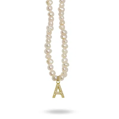 Linya Jewellery Women's Gold Mono Letter Pearl Necklace A