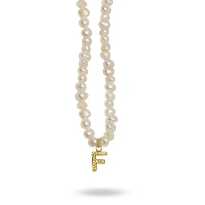 Linya Jewellery Women's Gold Mono Letter Pearl Necklace F