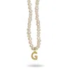 Linya Jewellery Women's Gold Mono Letter Pearl Necklace G In Gold