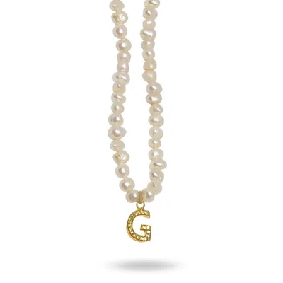 Linya Jewellery Women's Gold Mono Letter Pearl Necklace G