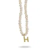 Linya Jewellery Women's Gold Mono Letter Pearl Necklace H In Gold