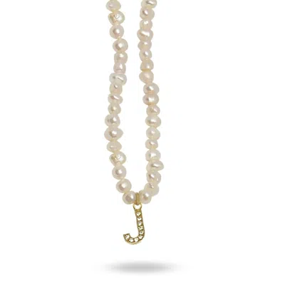 Linya Jewellery Women's Gold Mono Letter Pearl Necklace J