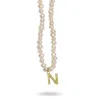 Linya Jewellery Women's Gold Mono Letter Pearl Necklace N In Gold