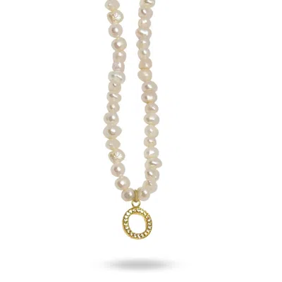 Linya Jewellery Women's Gold Mono Letter Pearl Necklace O
