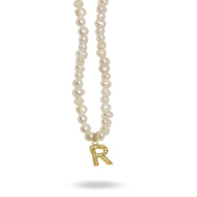 Linya Jewellery Women's Gold Mono Letter Pearl Necklace R
