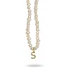 Linya Jewellery Women's Gold Mono Letter Pearl Necklace S In Gold