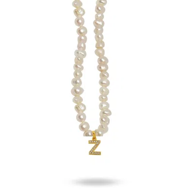 Linya Jewellery Women's Gold Mono Letter Pearl Necklace Z