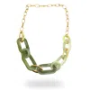 Linya Jewellery Women's Gold Nery Big Green Circle Necklace In Gold