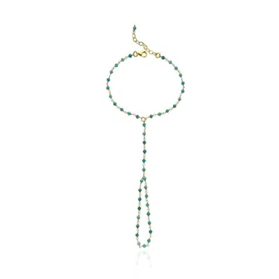 Linya Jewellery Women's Gold Nomi Turquoise Sahmeran Hand Chain