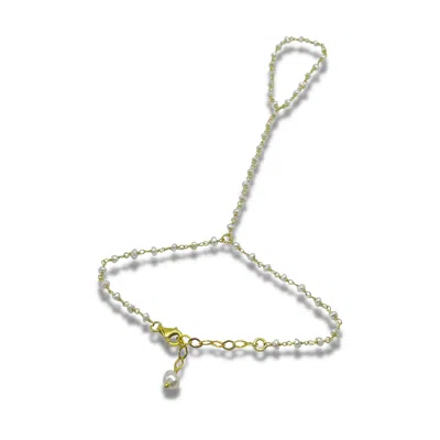 Linya Jewellery Women's Gold Pearl Bashmer Hand Chain Sahmaran