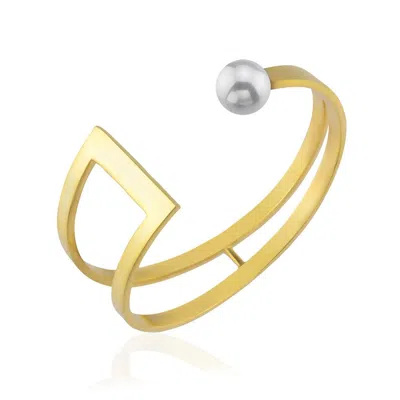 Linya Jewellery Women's Gold Pearl Cuffs