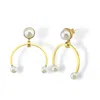 Linya Jewellery Women's Gold Pearl Moon Dangle Earrings In Gold