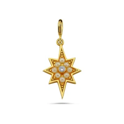 Linya Jewellery Women's Gold Pearly Pole Star Charm