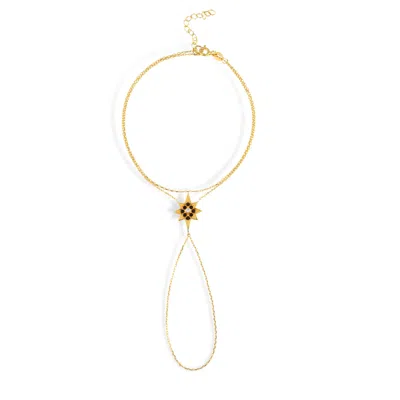 Linya Jewellery Women's Gold Pole Star Bashmer Hand Chain Celestial Sahmaran