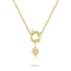 Linya Jewellery Women's Gold Pole Star Locked Pearl Chain Necklace In Gold