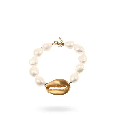Linya Jewellery Women's Gold Sea Shell Baroque Pearl Bracelet