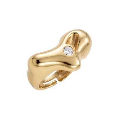 Linya Jewellery Women's Gold Solstice Eye Detailed Adjustable Ring With Amorphous Stone