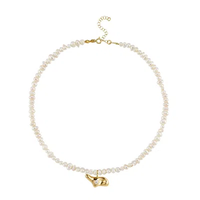 Linya Jewellery Women's Gold Solstice Eye Detailed Amorphous Sand Pearl Necklace