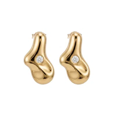 Linya Jewellery Women's Gold Solstis Eye Detail Amorphous Stone Earrings