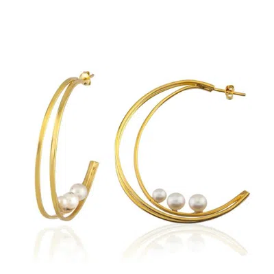 Linya Jewellery Women's Gold Special Design Pearl Earrings