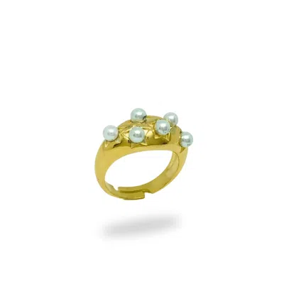 Linya Jewellery Women's Gold Star Pearl Ring