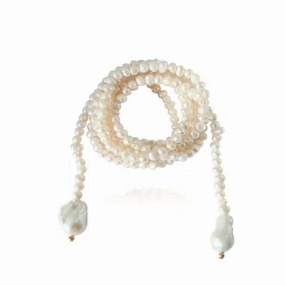 Linya Jewellery Women's Gold Tera Long Pearl Necklace