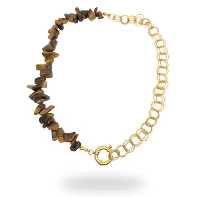 Linya Jewellery Women's Gold Tiger Eye Chain Necklace