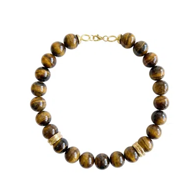 Linya Jewellery Women's Gold Tigris Tiger Eye Natural Stone Necklace