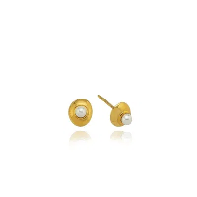 Linya Jewellery Women's Gold Vera Pearl Stud Earrings