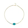 Linya Jewellery Women's Green Delphi Turquoise Stone Hematite Necklace