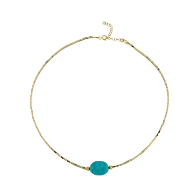 Linya Jewellery Women's Green Delphi Turquoise Stone Hematite Necklace