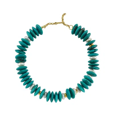 Linya Jewellery Women's Green Nysa Large Turquoise Necklace